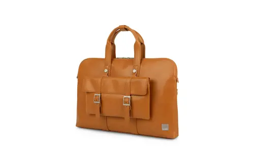 Moshi Treya Vegan Leather Briefcase - Caramel Brown