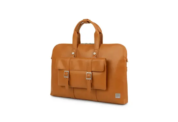 Moshi Treya Vegan Leather Briefcase - Caramel Brown