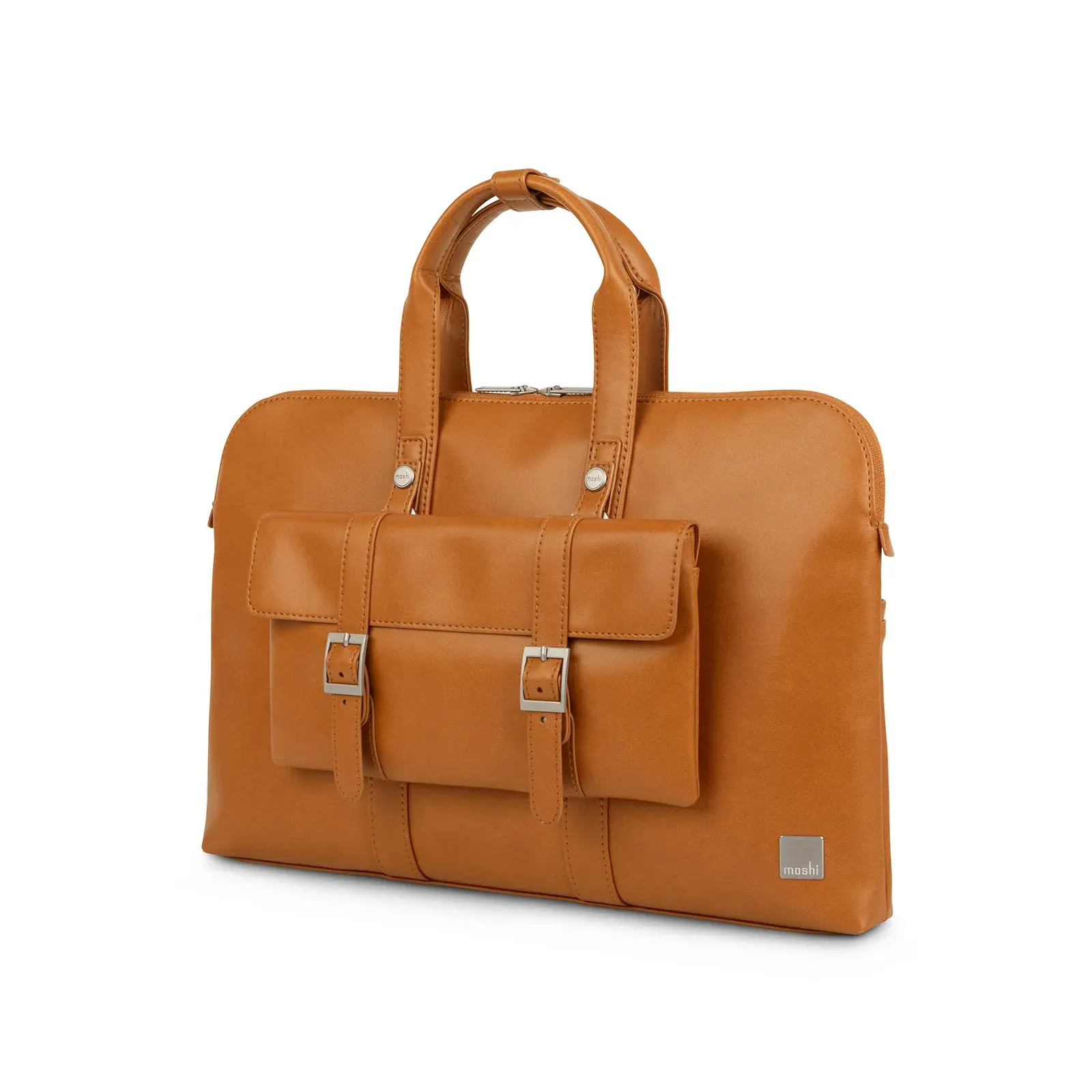 Moshi Treya Vegan Leather Briefcase - Caramel Brown
