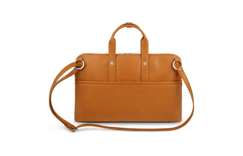 Moshi Treya Vegan Leather Briefcase - Caramel Brown