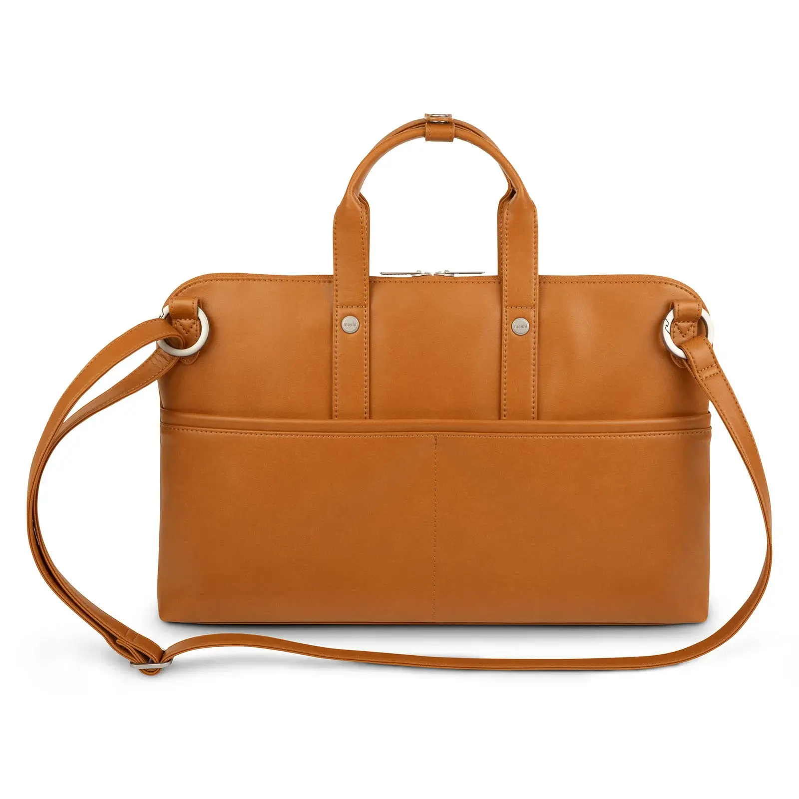 Moshi Treya Vegan Leather Briefcase - Caramel Brown
