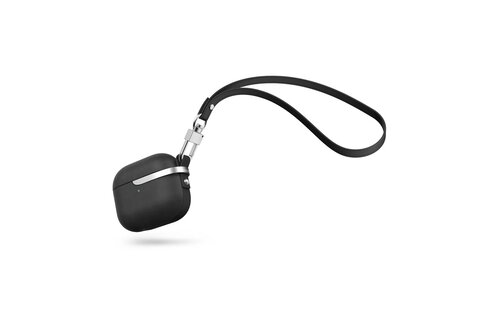 Moshi Pebbo Luxe Vegan Leather Protective Case for Airpods Gen 3 ONLY- Charcoal Black