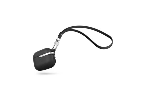 Moshi Pebbo Luxe Vegan Leather Protective Case for Airpods Gen 3 ONLY- Charcoal Black