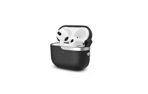 Moshi Pebbo Luxe Vegan Leather Protective Case for Airpods Gen 3 ONLY- Charcoal Black