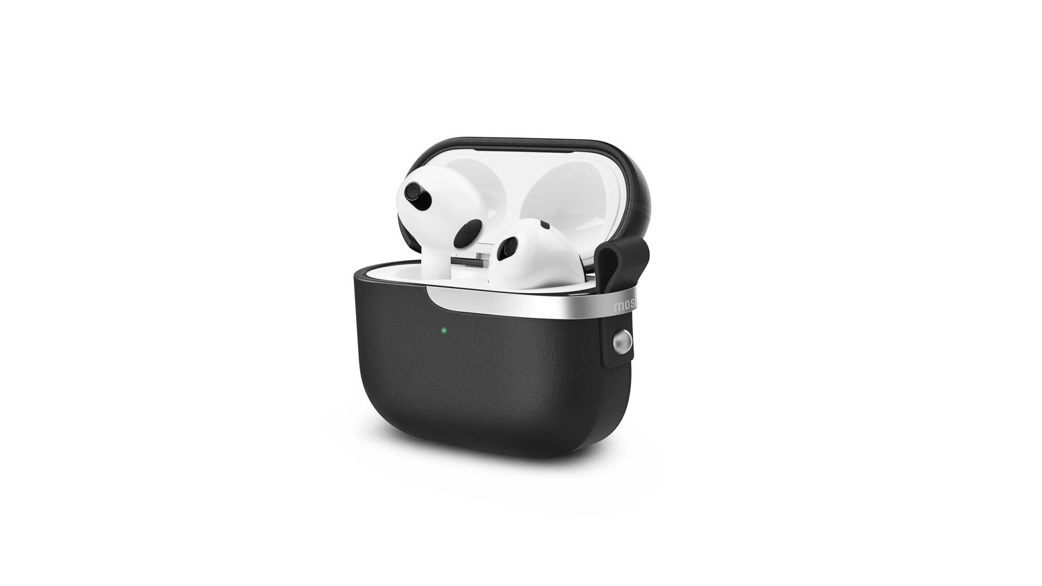 Moshi Pebbo Luxe Vegan Leather Protective Case for Airpods Gen 3 ONLY- Charcoal Black