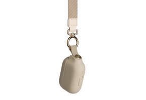 Moshi Pebbo Case w/ Detachable Wrist Strap and LintGuard™ Protection for Airpods Pro 2 ONLY Compatible with Lightning Cable only- Savannah Beige (NOT COMPATIBLE WITH AIRPODS 1ST/2ND/3RD GEN)