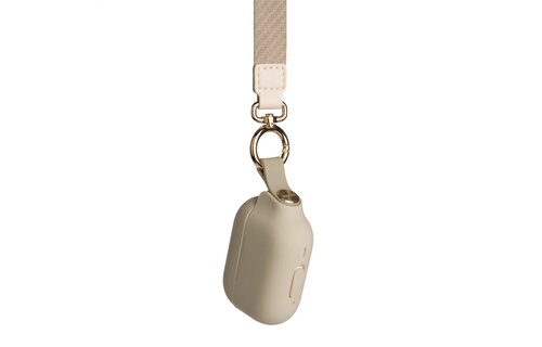 Moshi Pebbo Case w/ Detachable Wrist Strap and LintGuard™ Protection for Airpods Pro 2 ONLY Compatible with Lightning Cable only- Savannah Beige (NOT COMPATIBLE WITH AIRPODS 1ST/2ND/3RD GEN)