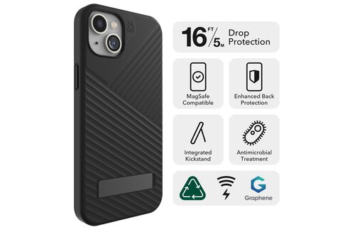 Zagg Denali Snap Case w/ Kickstand with Magsafe for iPhone 15 Plus/14 Plus Black