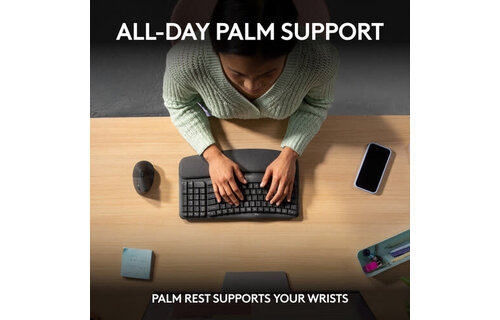 Logitech Wave Keys Wireless Ergonomic Keyboard (Graphite) PC/Mac compatible