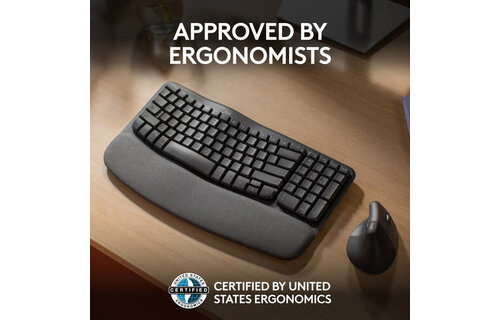 Logitech Wave Keys Wireless Ergonomic Keyboard (Graphite) PC/Mac compatible