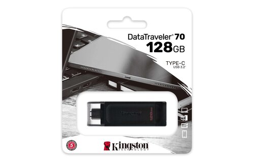 Kingston Data Traveler 70 USB 3.2 Gen 1 100 MB/s Type C Flash Drive -128GB