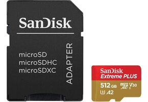 SanDisk 512GB Extreme UHS-I microSDXC  (V30) Memory Card with SD Adapter