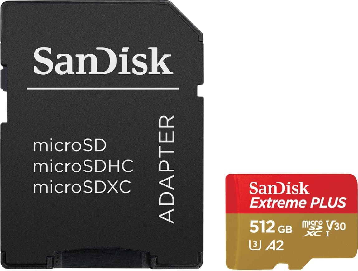 SanDisk 512GB Extreme UHS-I microSDXC  (V30) Memory Card with SD Adapter