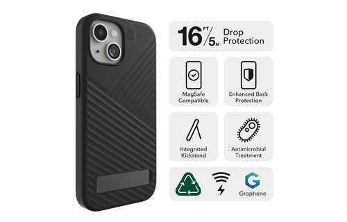 Zagg Denali Snap Case w/ Kickstand with Magsafe for iPhone 15/14/13 Black