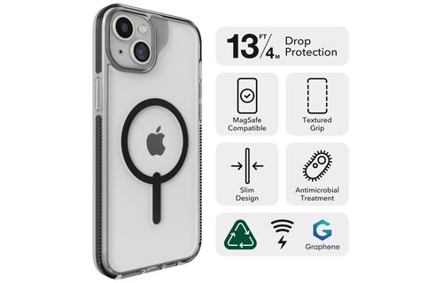 Zagg Santa Cruz Snap Case with Magsafe for iPhone 15 Plus/14 Plus Clear/Black