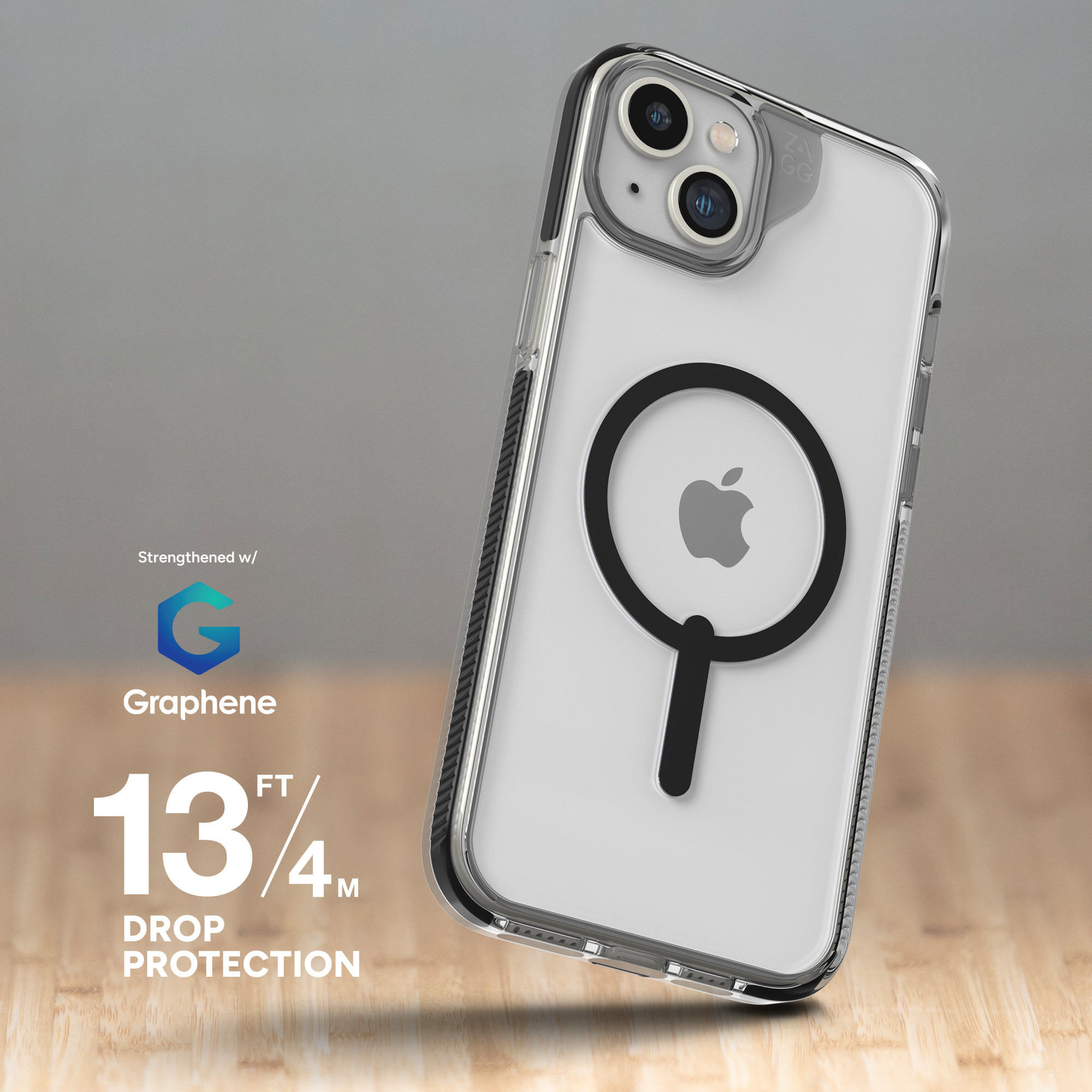 Zagg Santa Cruz Snap Case with Magsafe for iPhone 15 Plus/14 Plus Clear/Black