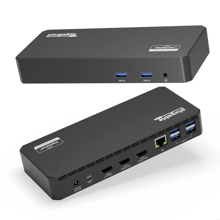 Plugable USB-C Triple Monitor Docking Station with 60w laptop charging ( SOFTWARE NEEDED)