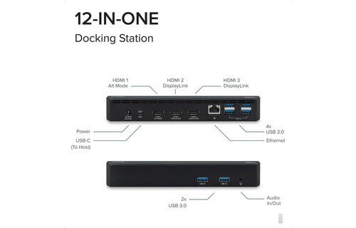 Plugable USB-C Triple Monitor Docking Station with 60w laptop charging ( SOFTWARE NEEDED)