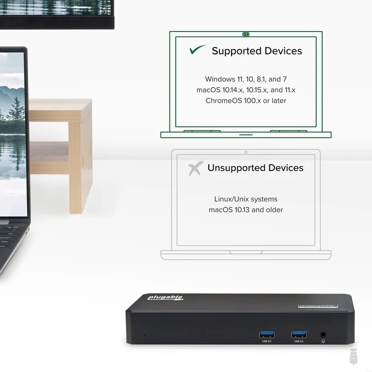 Plugable USB-C Triple Monitor Docking Station with 60w laptop charging ( SOFTWARE NEEDED)