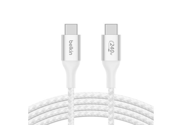 Belkin BOOST↑CHARGE 240w Braided USB-C to USB-C Cable 2m White
