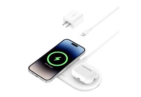 Belkin BOOST↑CHARGE Pro 2-in-1 Magnetic Wireless Charging Pad with Qi2 15W White