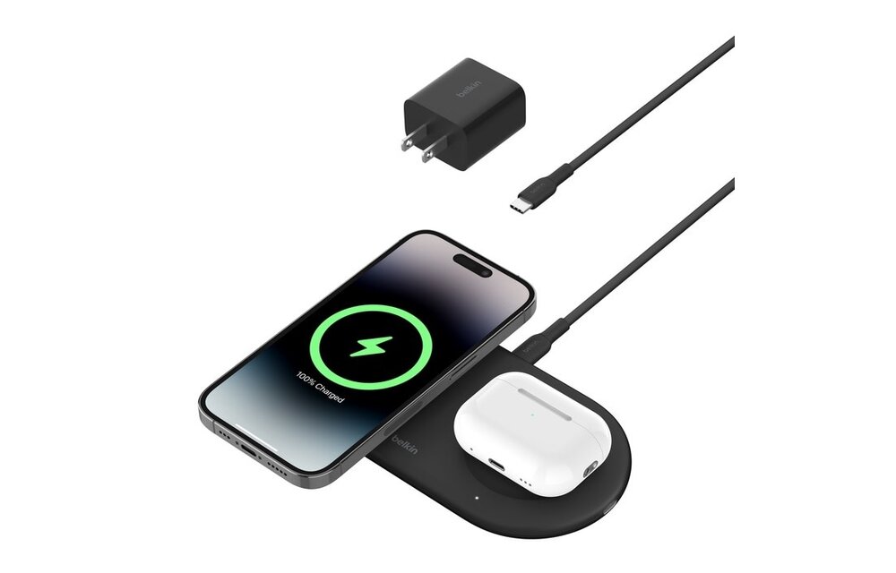 Belkin BOOST↑CHARGE Pro 2-in-1 Magnetic Wireless Charging Pad with Qi2 15W Black