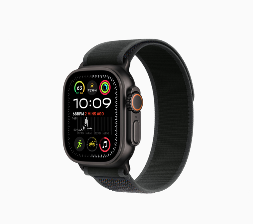 Apple FTZ Watch Ultra 2 (GPS + Cellular, 49mm Black Titanium Case with M/L Black Trail Loop) (Band fits 145-220mm wrists) WSL