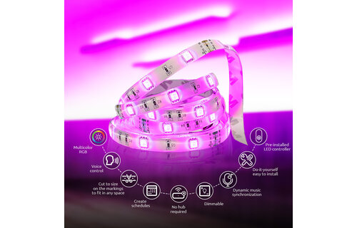 Nexxt Home - Smart Wi-Fi LED RGB light strip 16.4ft kit