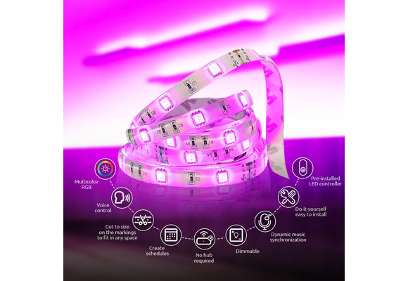 Nexxt Home - Smart Wi-Fi LED RGB light strip 16.4ft kit