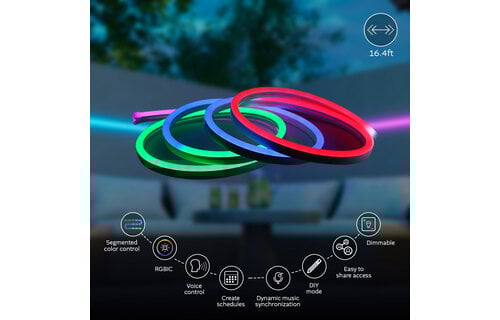 Nexxt Home - Smart LED neon strip light RGBIC 16.4ft