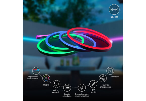Nexxt Home - Smart LED neon strip light RGBIC 16.4ft