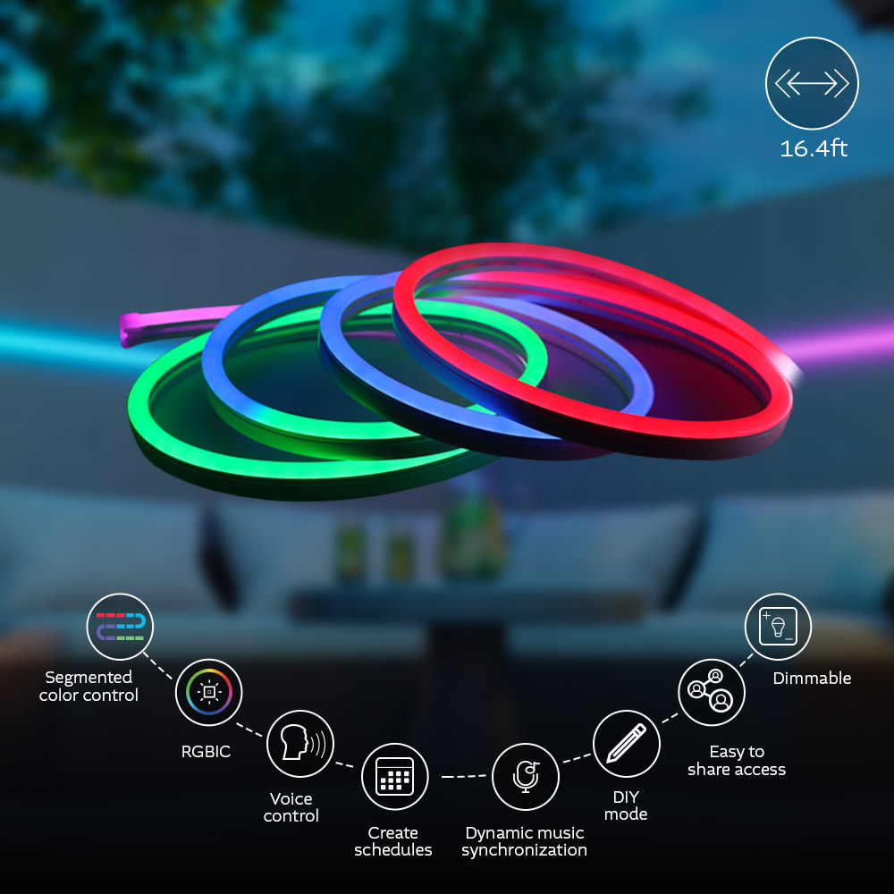 Nexxt Home - Smart LED neon strip light RGBIC 16.4ft
