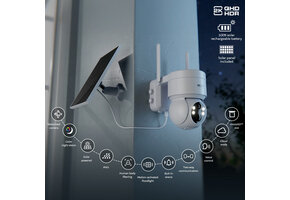 Nexxt Home - Outdoor PTZ battery Camera  2K with solar panel (microSD card not included)