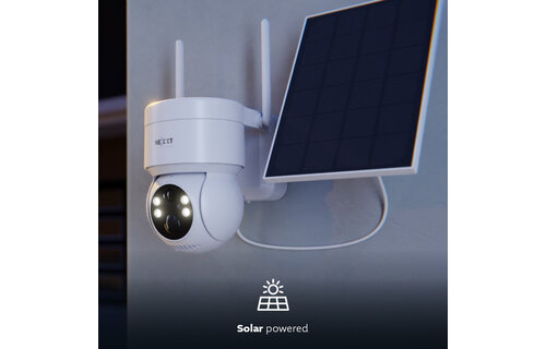 Nexxt Home - Outdoor PTZ battery Camera  2K with solar panel (microSD card not included)