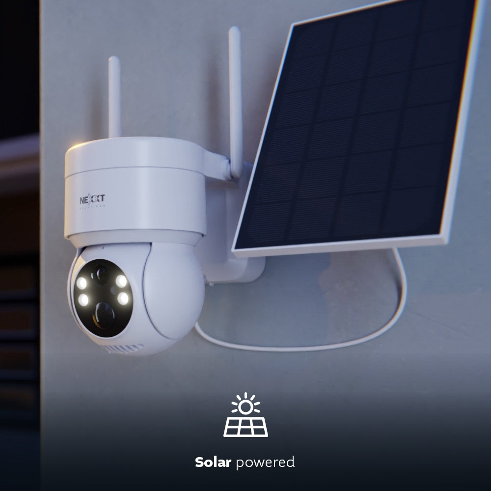 Nexxt Home - Outdoor PTZ battery Camera  2K with solar panel (microSD card not included)