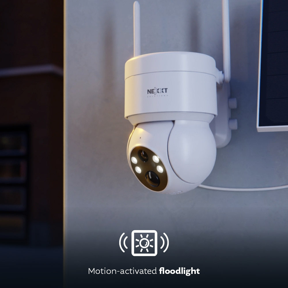 Nexxt Home - Outdoor PTZ battery Camera  2K with solar panel (microSD card not included)