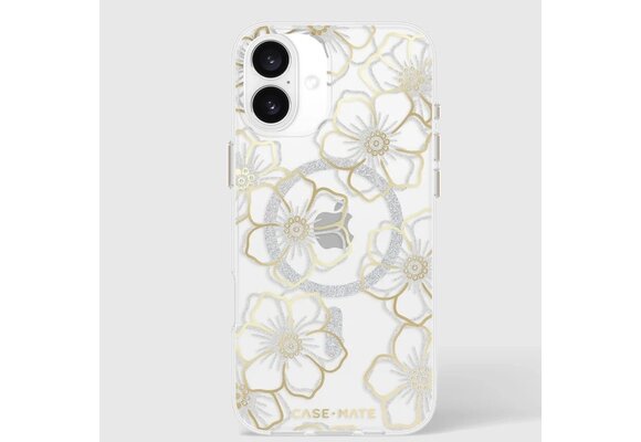 Case-Mate Floral Gems Case with MagSafe for 16 Plus - Gold