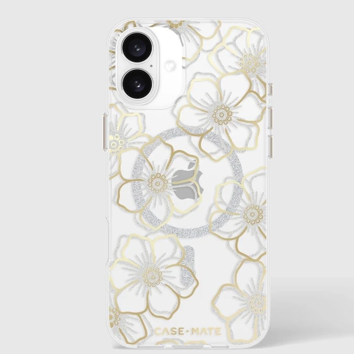 Case-Mate Floral Gems Case with MagSafe for 16 Plus - Gold