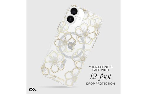 Case-Mate Floral Gems Case with MagSafe for 16 Plus - Gold