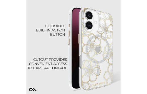 Case-Mate Floral Gems Case with MagSafe for 16 Plus - Gold