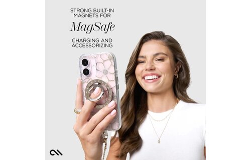 Case-Mate Floral Gems Case with MagSafe for 16 Plus - Gold