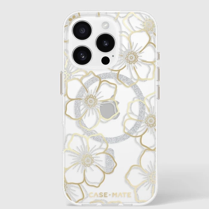 Case-Mate Floral Gems Case with MagSafe for 16 Pro - Gold