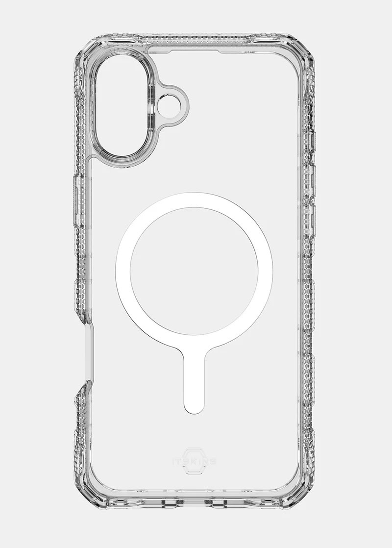 ItSkins Supreme R Clear Case with MagSafe for 16 Plus - Transparent White Print
