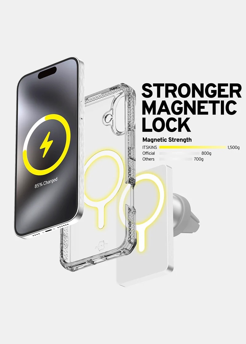 ItSkins Supreme R Clear Case with MagSafe for 16 Plus - Transparent White Print