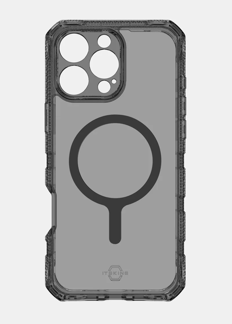 ItSkins Supreme R Clear Case with MagSafe for 16 Pro Max - Graphite and Graphite Print