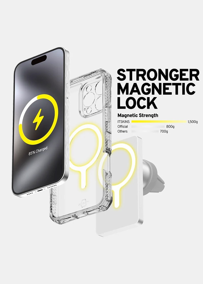 ItSkins Supreme R Clear Case with MagSafe for 16 Pro - Transparent White Print