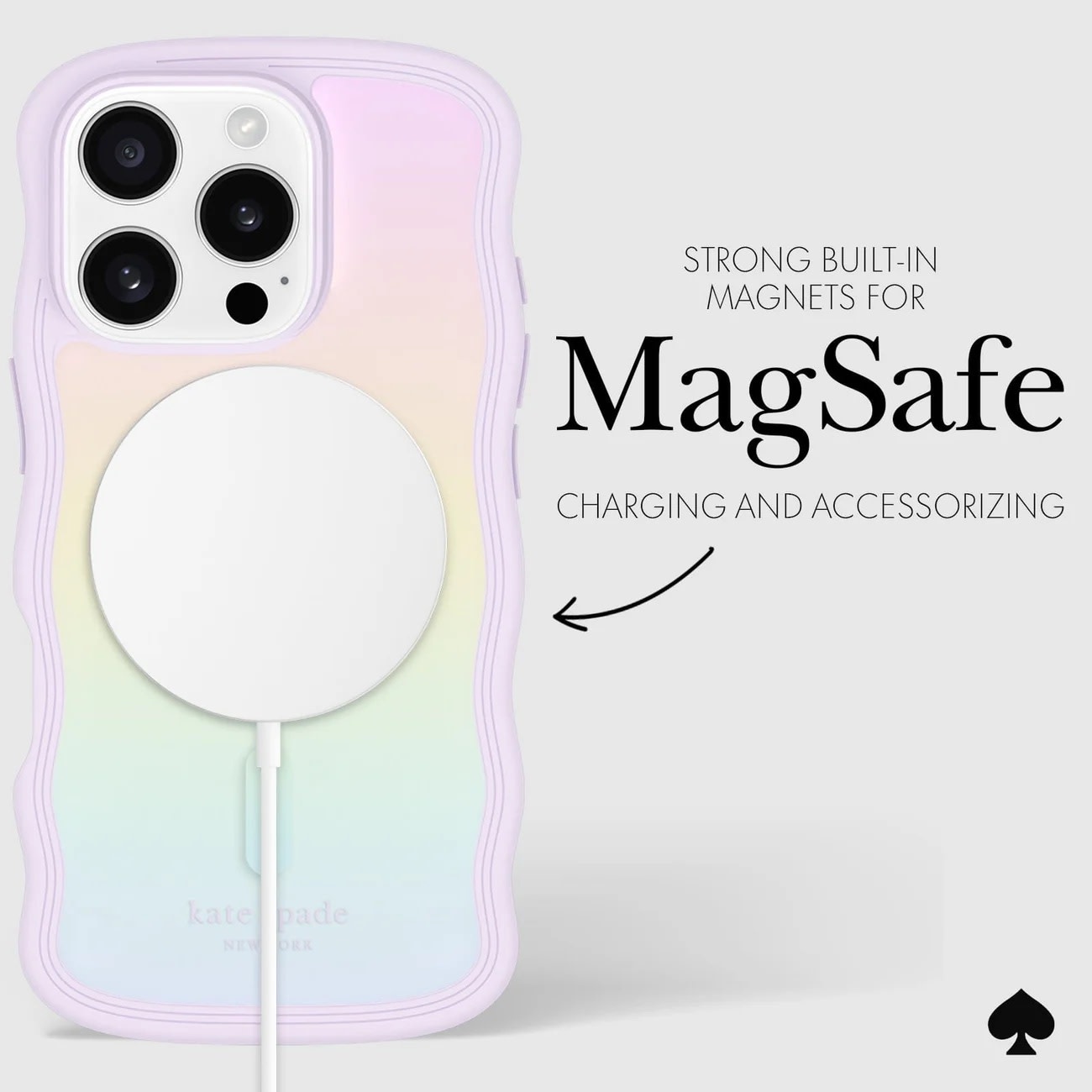 Kate Spade New York Wavy Case with MagSafe for 16 Pro - Opal Iridescent