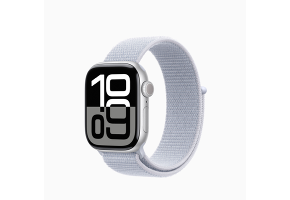 Apple FTZ Watch Series 10 (GPS, 42mm, Silver Aluminum Case, Blue Cloud Sport Loop)(Band fits 130-200mm wrists) WSL