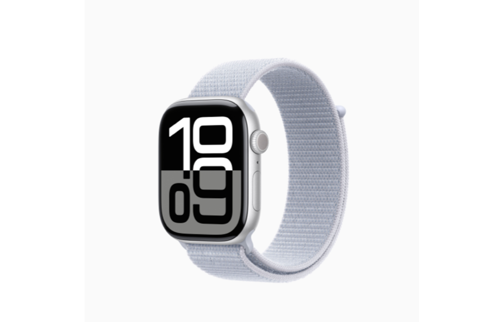 Apple FTZ Watch Series 10 (GPS, 46mm, Silver Aluminum Case, Blue Cloud Sport Loop) (Band fits wrists 145-220mm wrists)  WSL