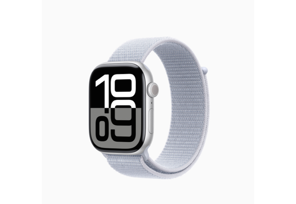 Apple FTZ Watch Series 10 (GPS, 46mm, Silver Aluminum Case, Blue Cloud Sport Loop) (Band fits wrists 145-220mm wrists) WSL